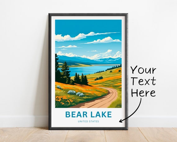 Personalized Bear Lake Travel Print Bear Lake Poster United States Wall Art Framed Present Gift United States Present