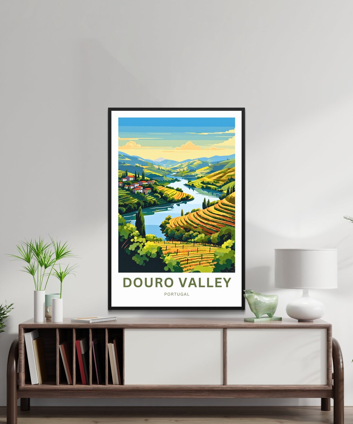Douro Valley Portugal Riverside Village Vineyard Terraces Poster - Image 2