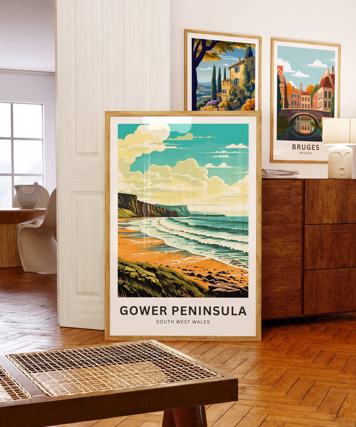Gower Peninsula South West Wales Sandy Beach Cliffs Travel Poster - Image 5