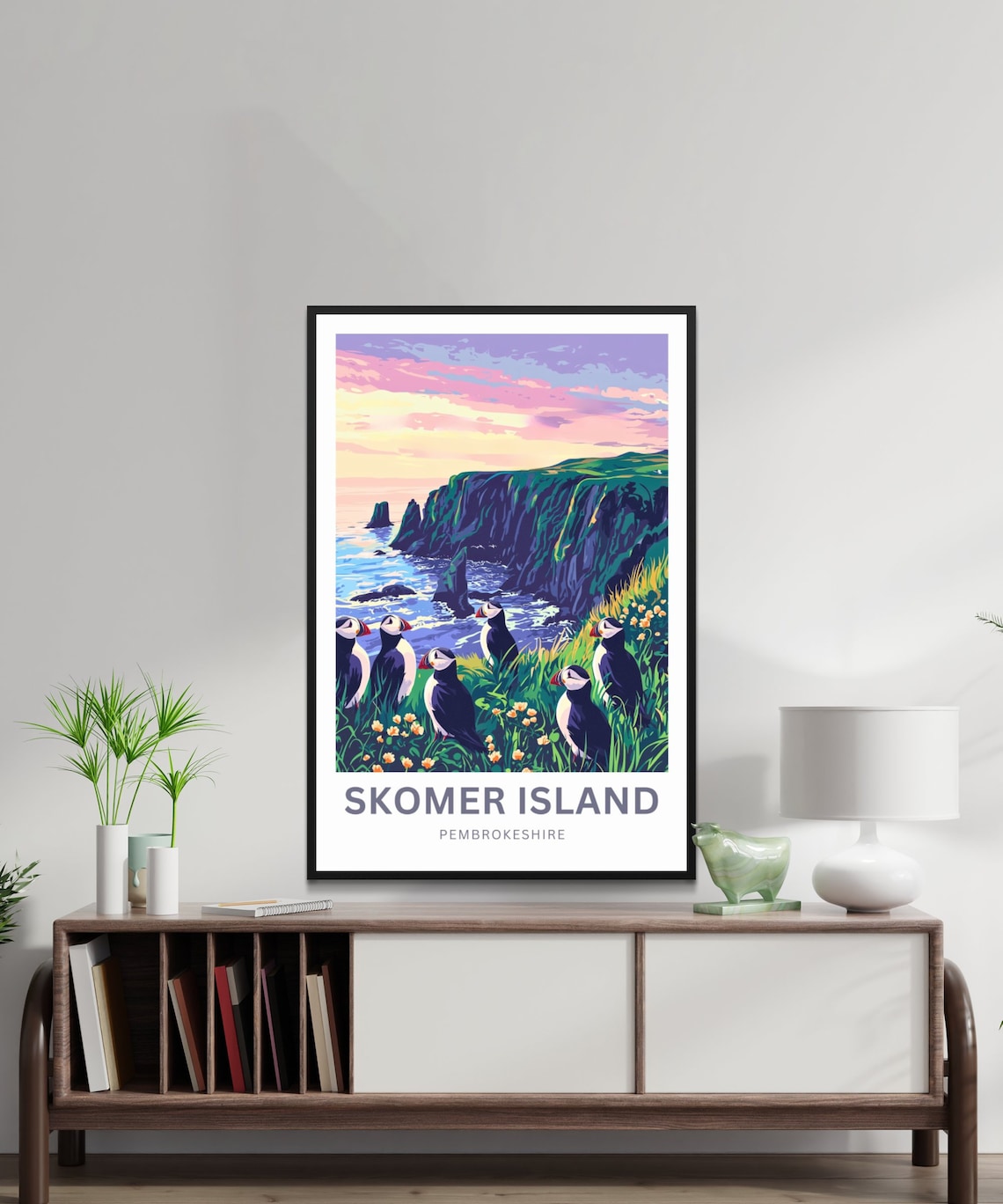 Skomer Island Pembrokeshire Puffins Evening Sunset Travel Poster - Image 4