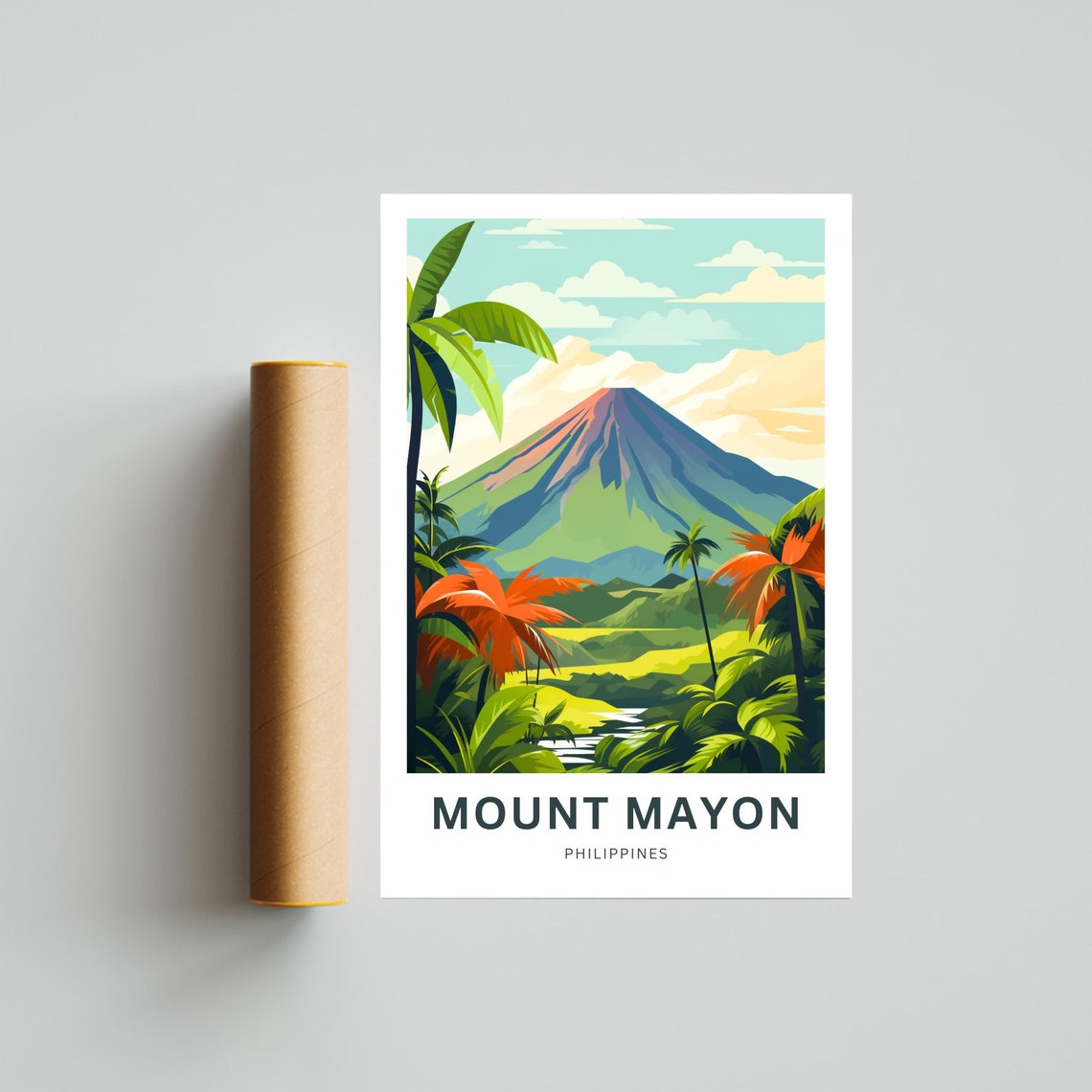 Mount Mayon Volcano Philippines Personalized Tropical Travel Poster - Image 4