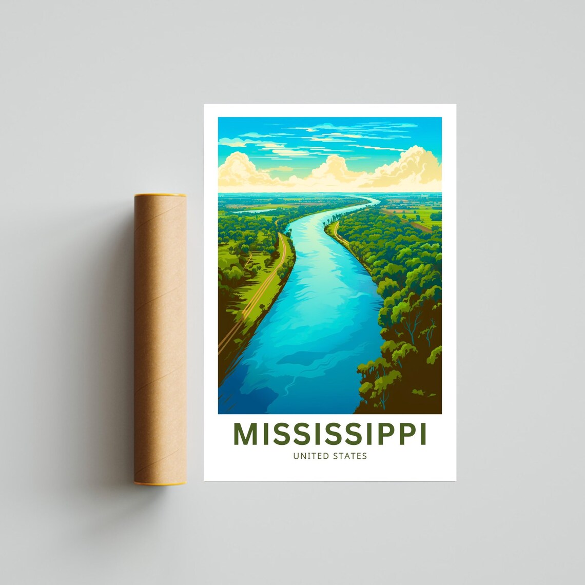 Mississippi River Aerial Meander Green Forests Travel Poster - Image 4