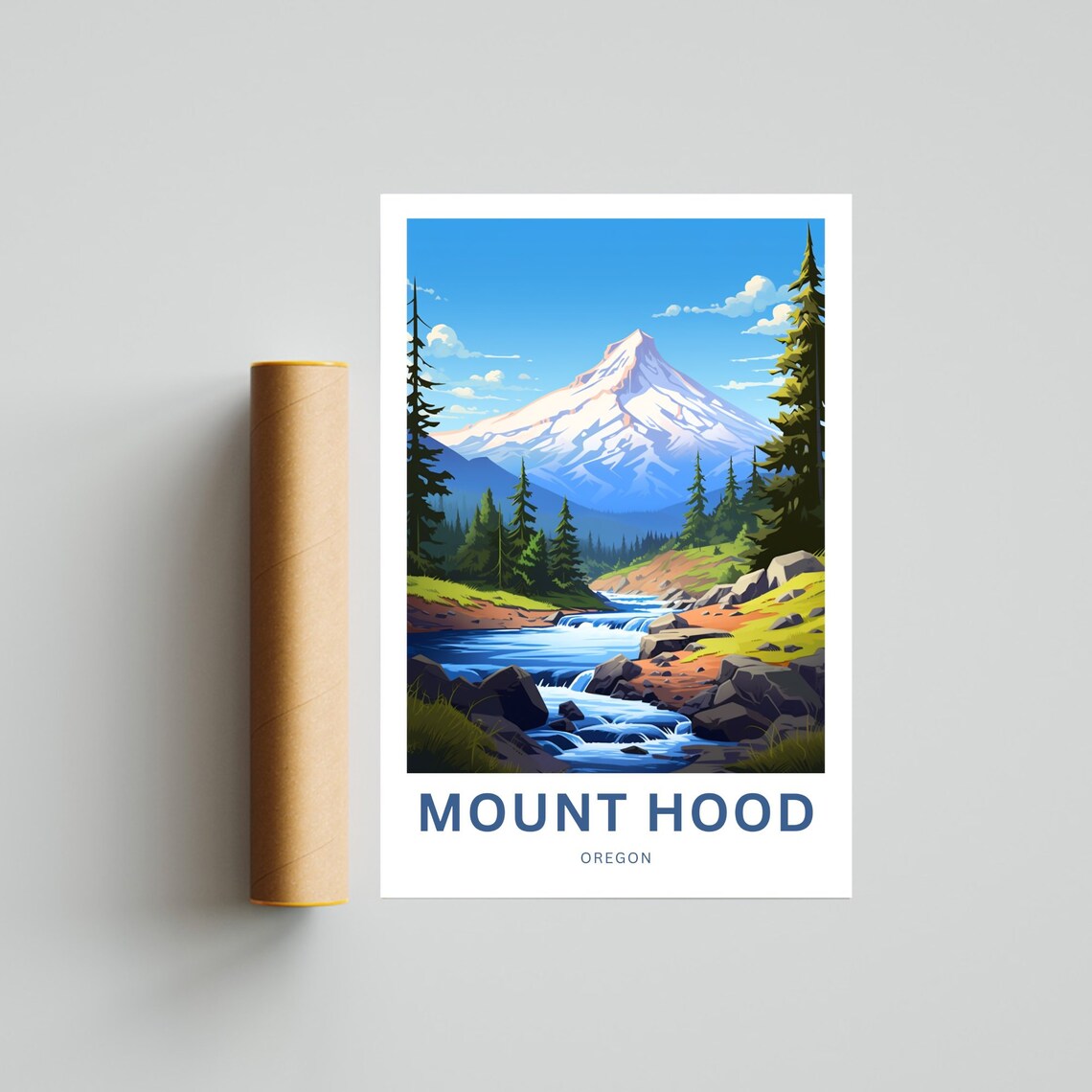 Mount Hood Travel Poster, Oregon Landscape Art Print - Image 4