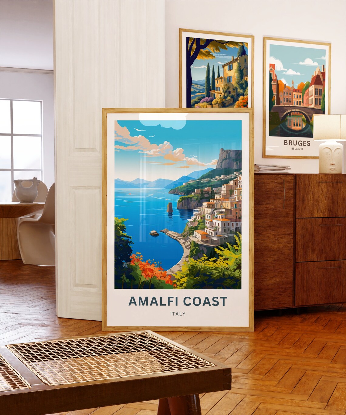Amalfi Coast Italy Cliffside Village Personalized Travel Poster - Image 5