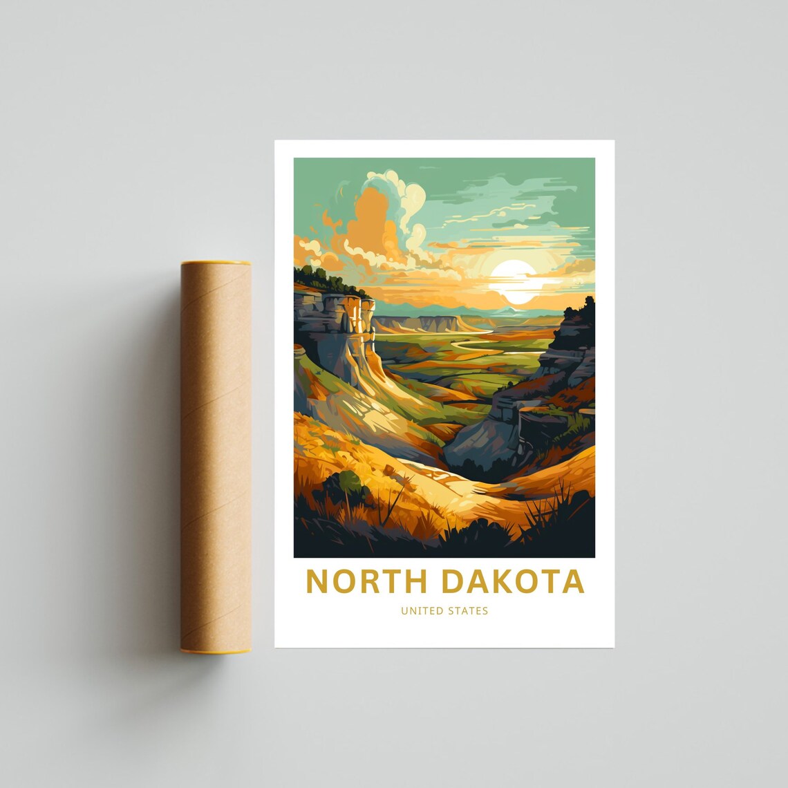 North Dakota Travel Poster, United States Wall Art - Image 4