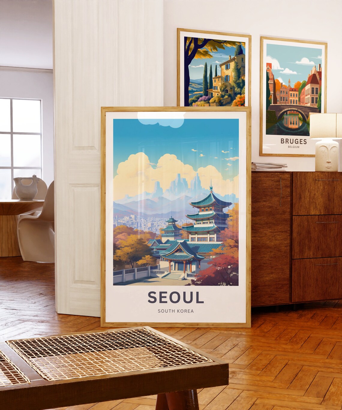 Seoul South Korea Temple Pagoda Autumn Personalized Travel Poster - Image 5