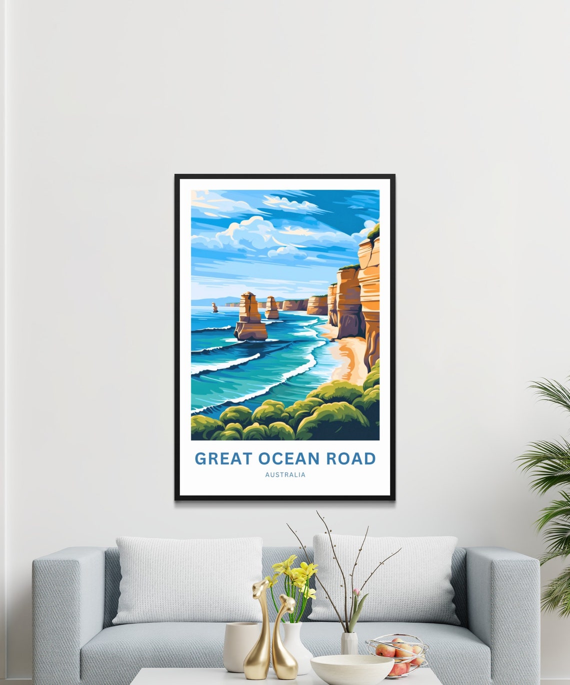 Great Ocean Road Australia Apostles Cliff Coastline Custom Text Poster - Image 3