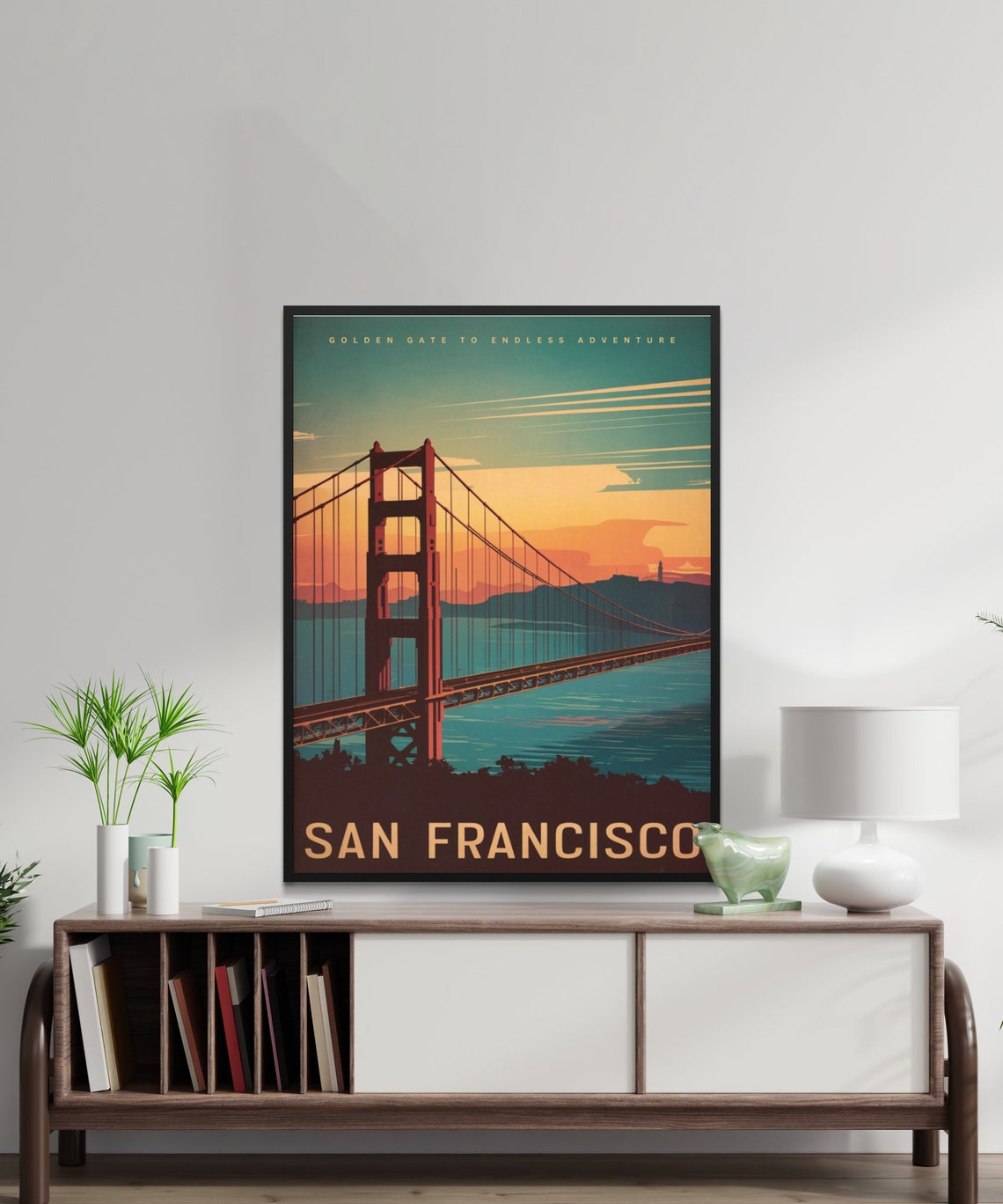 San Francisco Golden Gate Bridge Poster with Endless Adventure Sunset - Image 2
