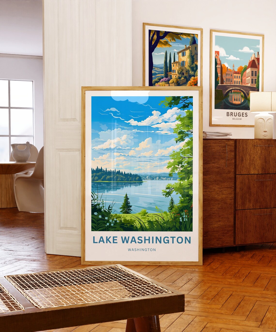 Lake Washington Distant City Skyline Across the Water Poster - Image 5