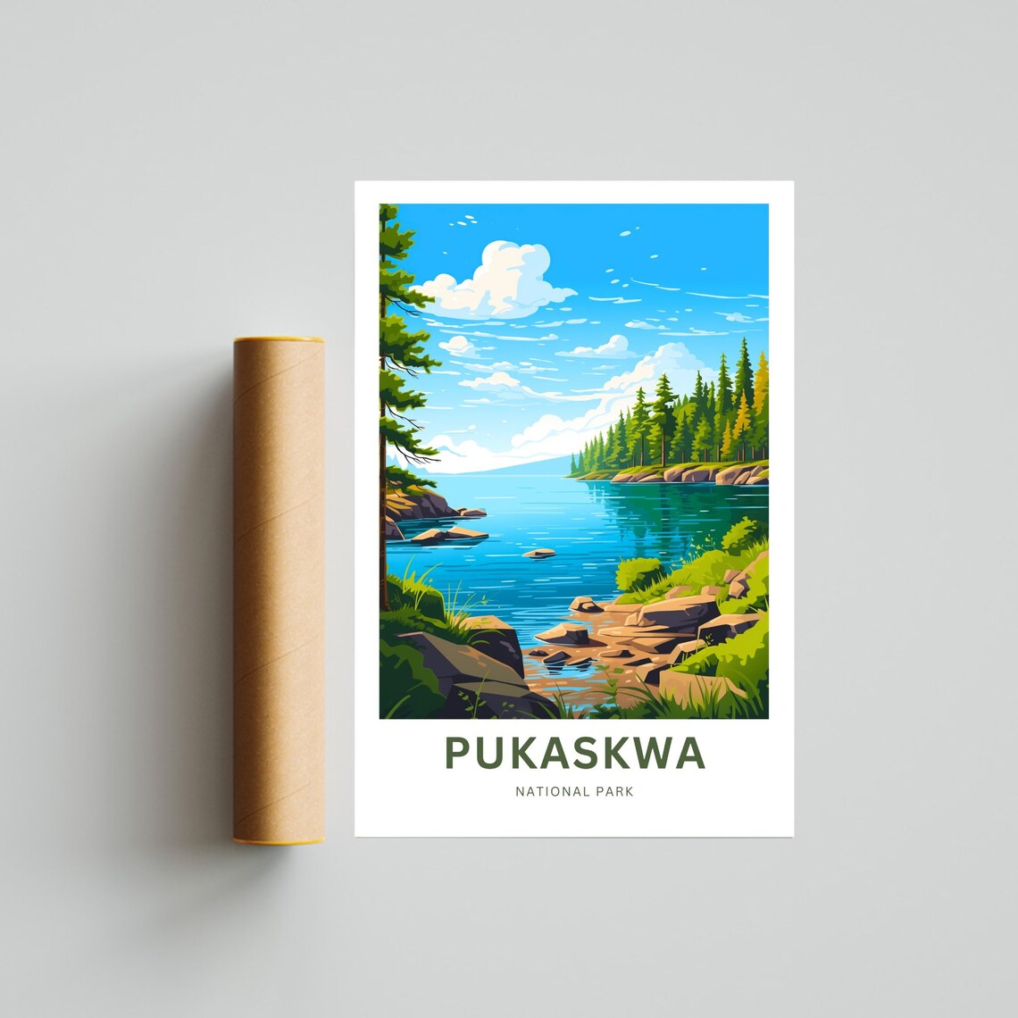 Pukaskwa National Park Blue Lake Cove Pine Shoreline Vintage Travel Poster - Image 4