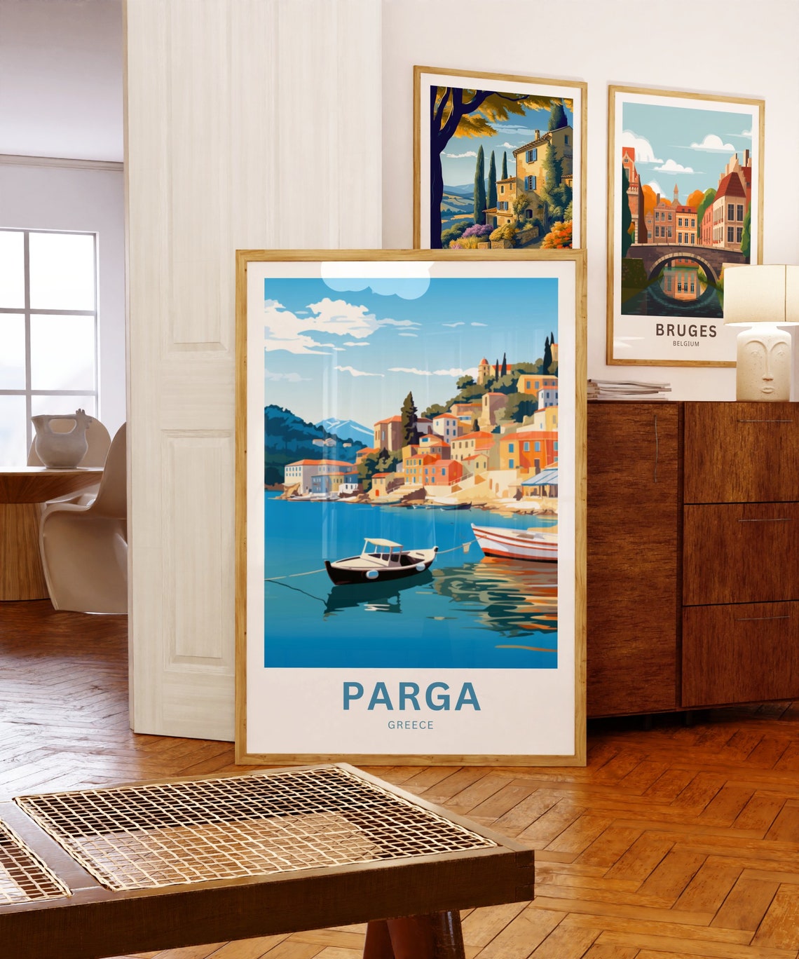 Personalized Parga Greece Harbor Scene Travel Poster with Custom Text - Image 5