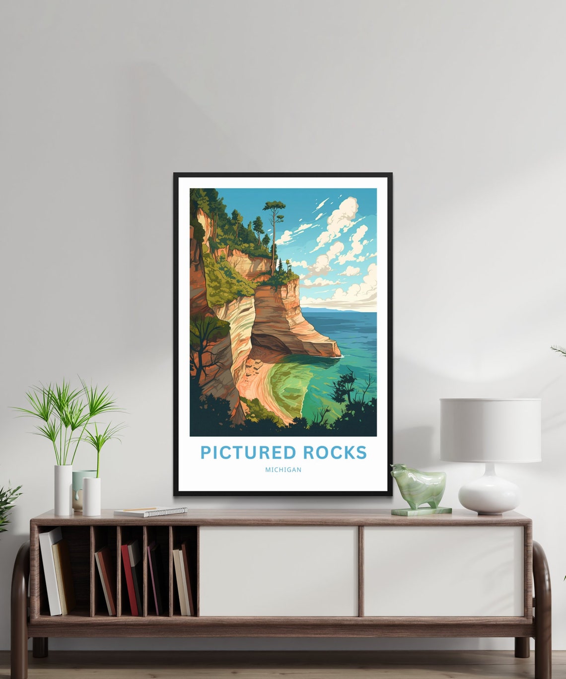Pictured Rocks Michigan Cliffs Cove Personalized Travel Poster - Image 2