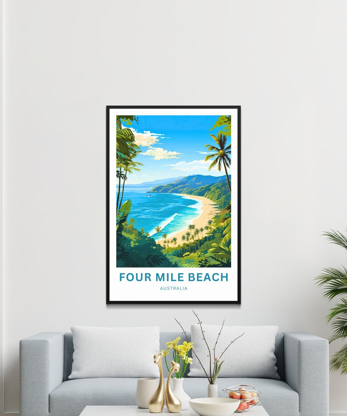 Four Mile Beach Australia Tropical Palm Cove Vintage Travel Poster - Image 2