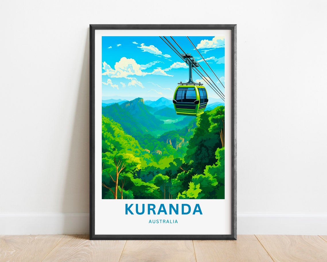 Kuranda Australia Cable Car Rainforest Valley Travel Poster Gift
