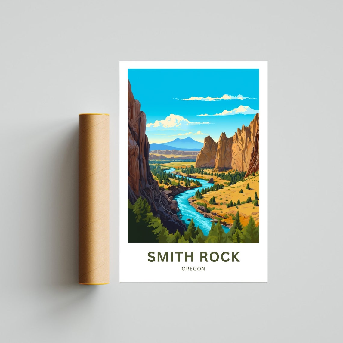 Smith Rock Oregon Red Canyon River Cliffs Outdoor Travel Poster - Image 4