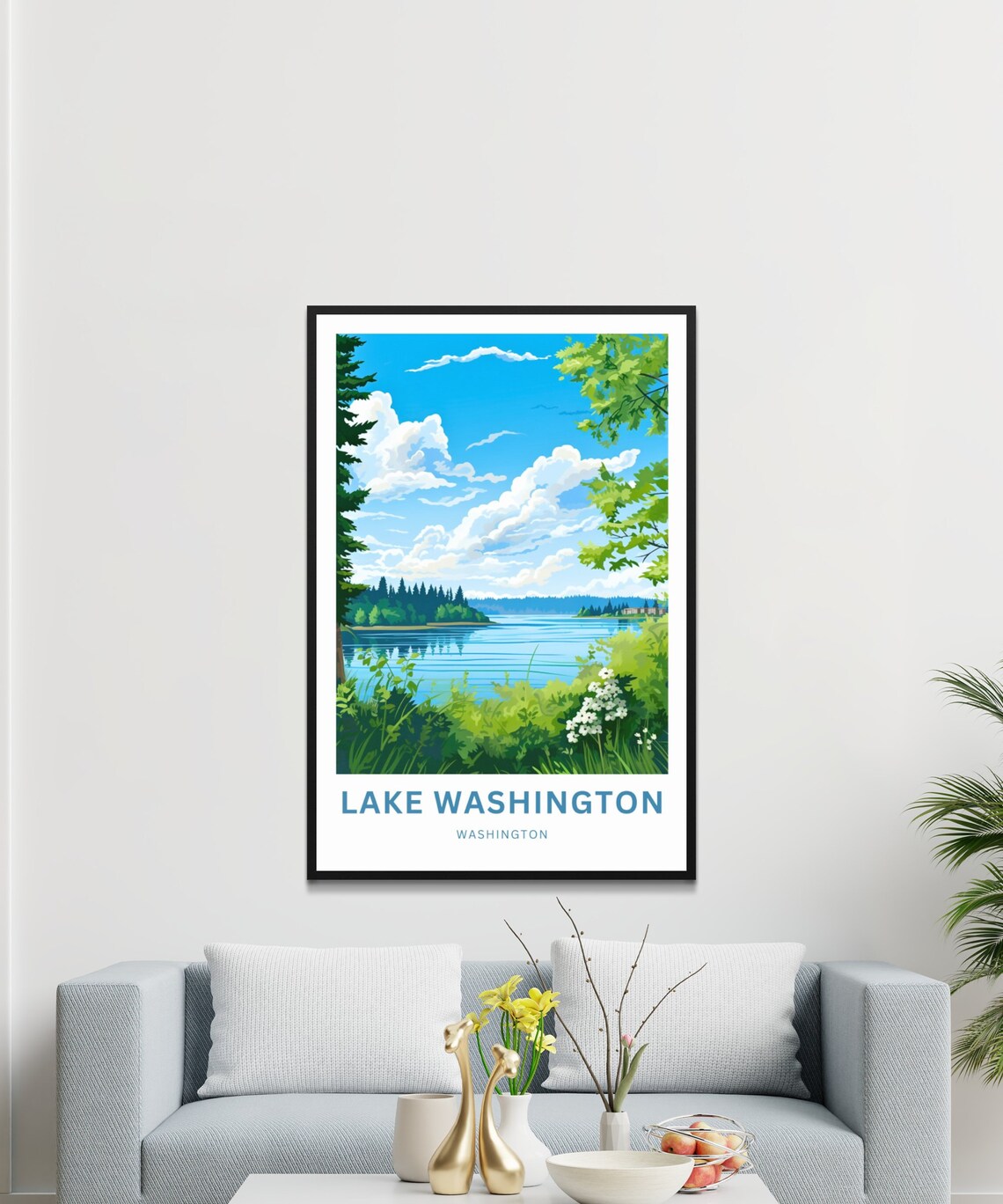 Lake Washington Personalized Shoreline Wildflower Lake Poster - Image 3