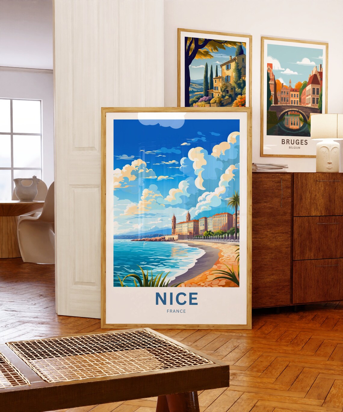 Nice France Riviera Beach Promenade Personalized Travel Poster - Image 5