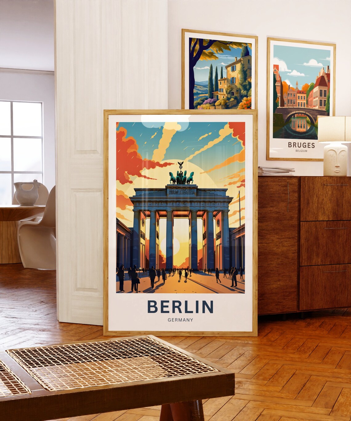 Personalized Berlin Brandenburg Gate Crowd Golden Hour Travel Poster - Image 5