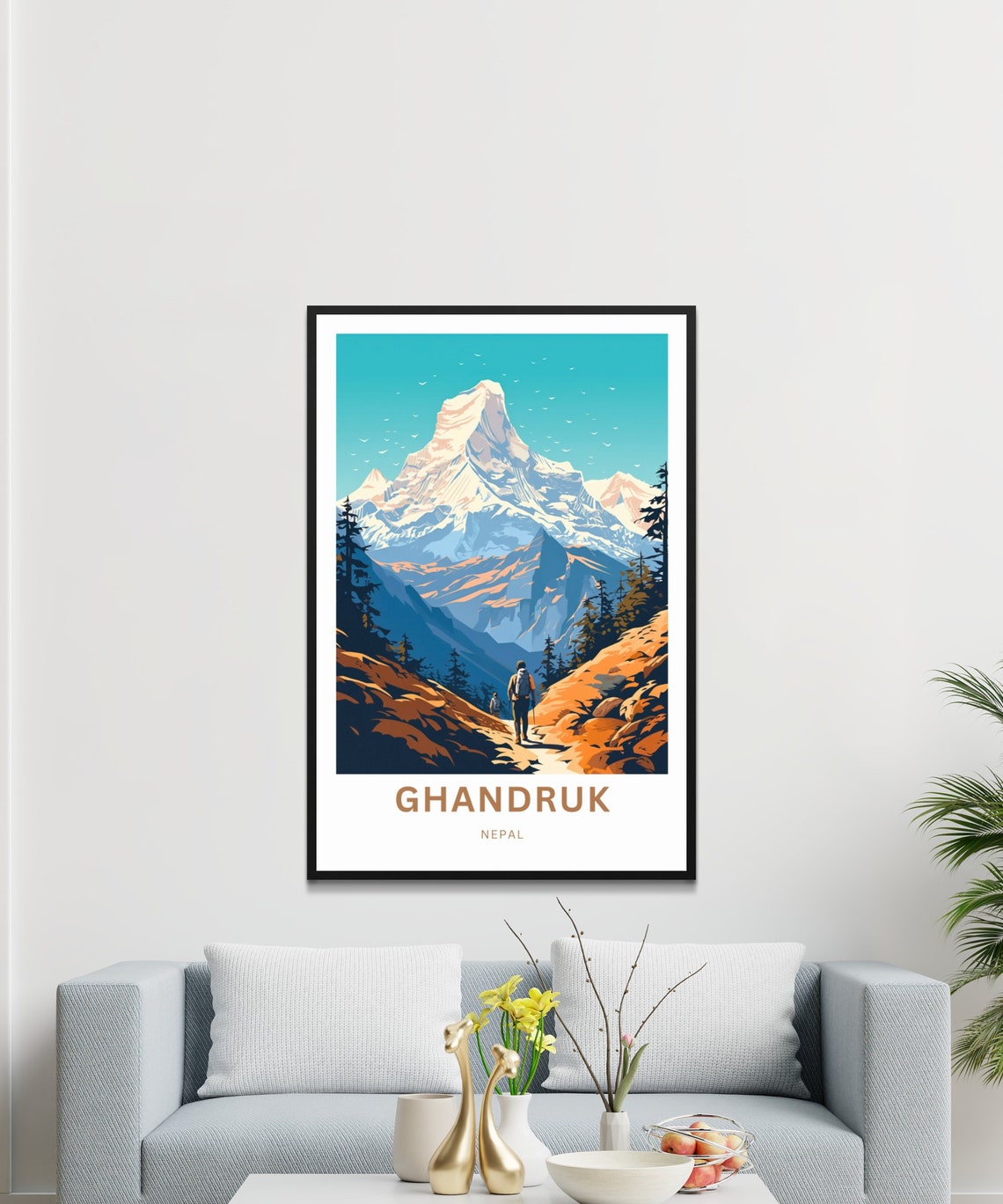 Personalized Ghandruk Nepal Himalayan Trekking Snow Peak Poster - Image 3