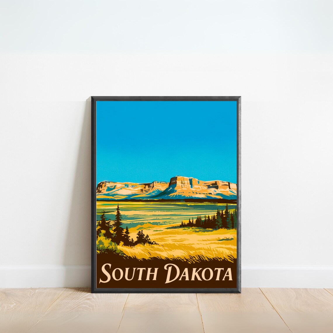 South Dakota Badlands Vintage Classic Retro Travel Art Poster