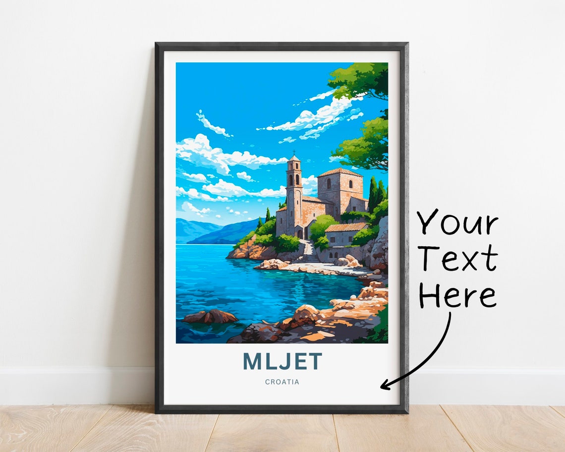 Personalized Mljet Croatia Island Church Coast Travel Poster