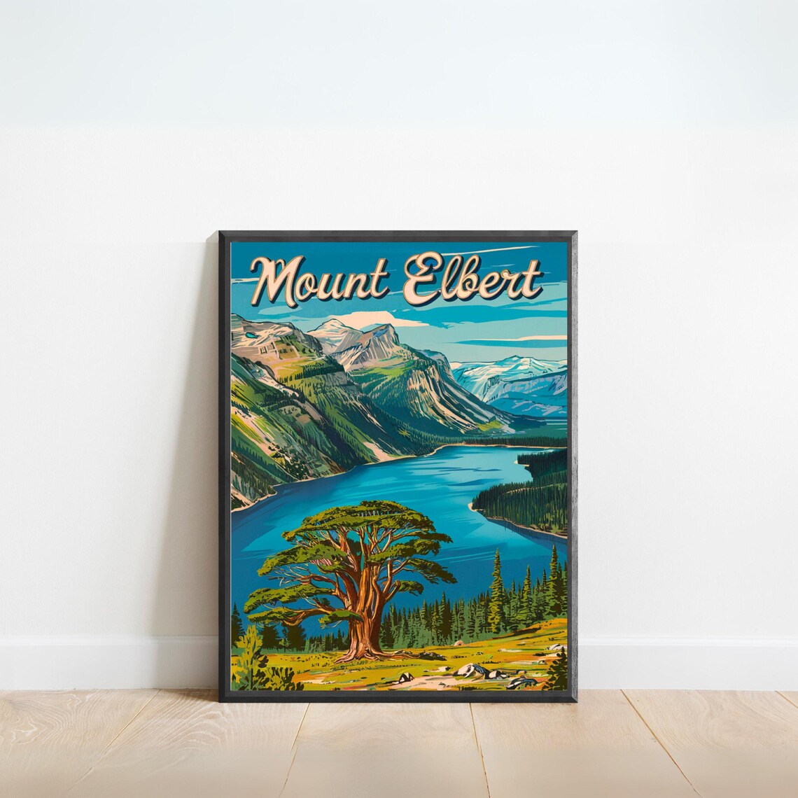 Mount Elbert Vintage Alpine Lake Ancient Pine Travel Art Poster