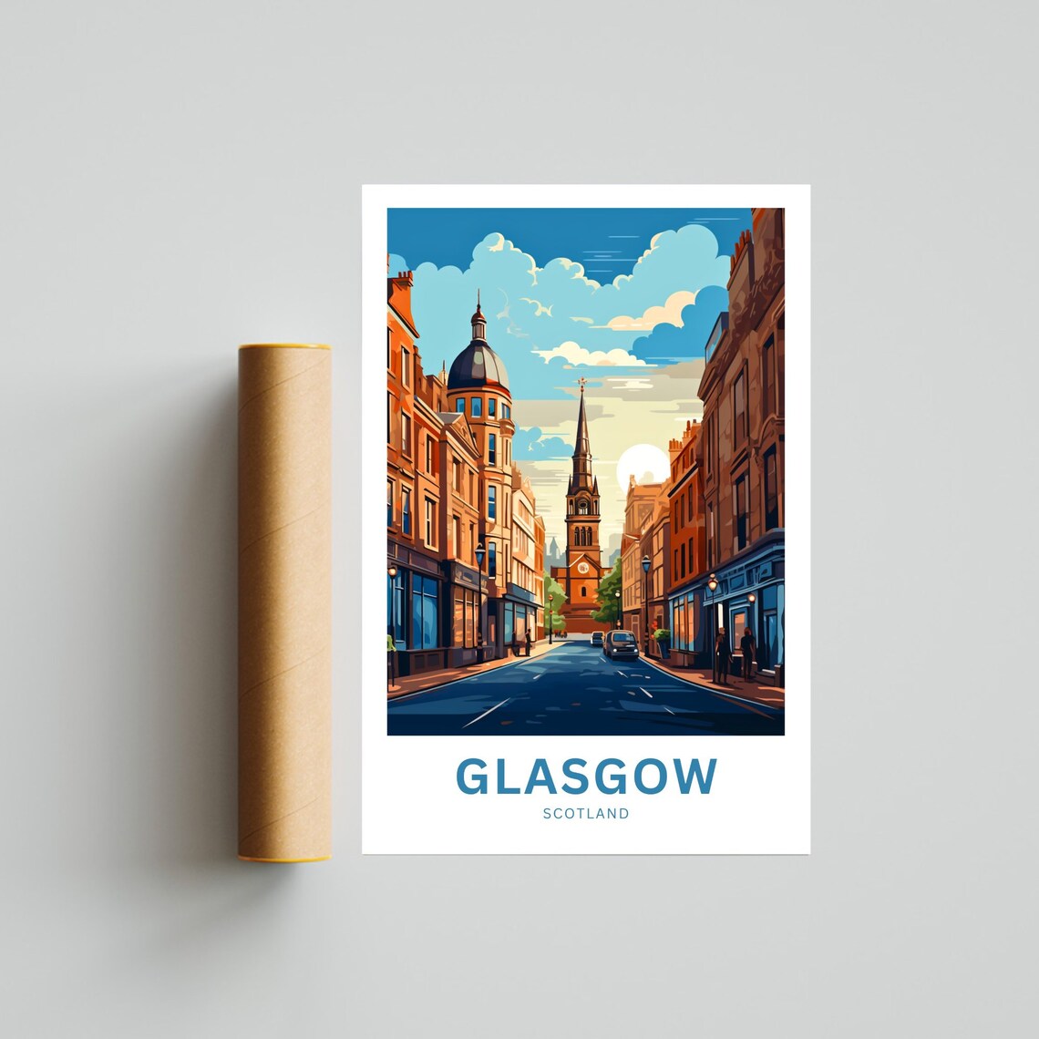 Glasgow Scotland Victorian Street Church Spire Dome Building Poster - Image 4