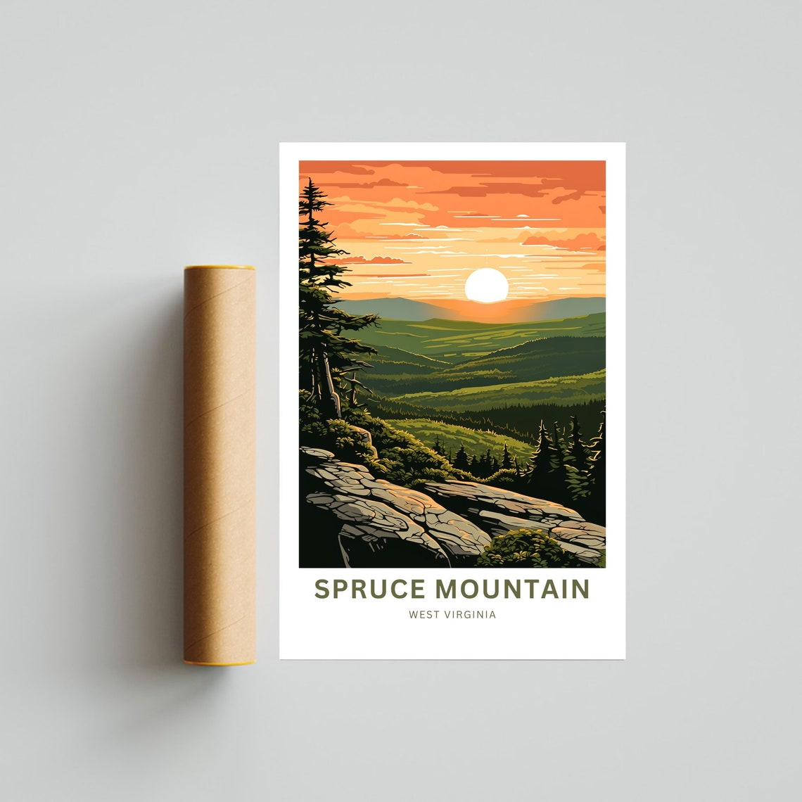 Spruce Mountain West Virginia Sunrise Ledge Vista Travel Poster - Image 4