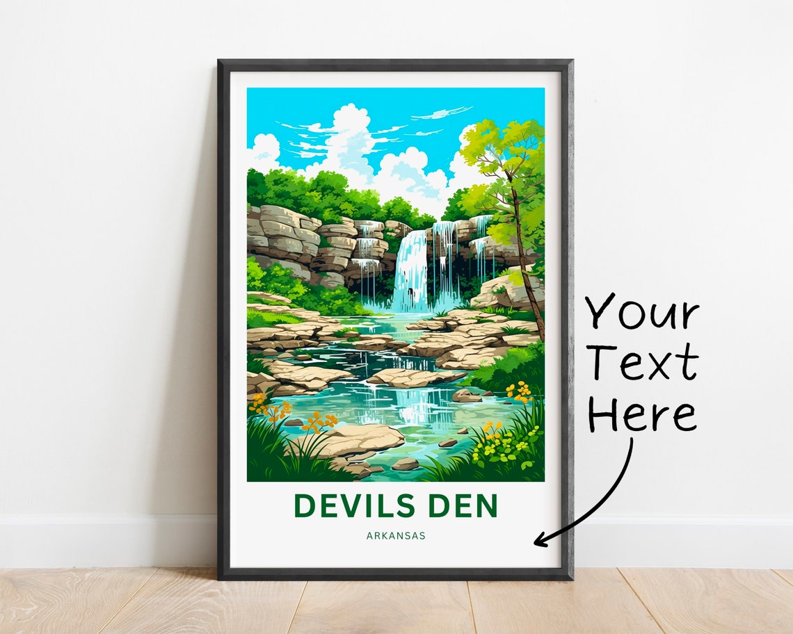 Devils Den Arkansas Rocky Cascades Personalized Travel Poster