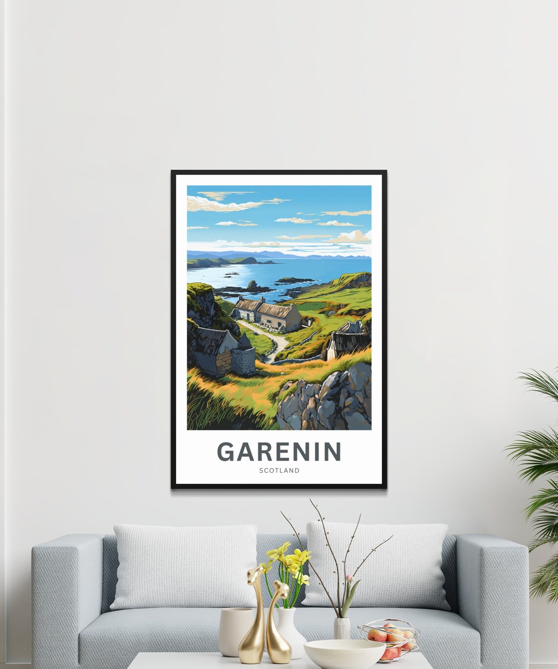 Garenin Scotland Coastal Cottages On Rocky Shore Travel Poster - Image 3