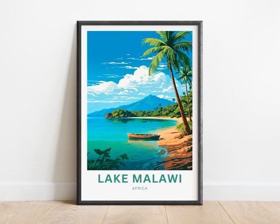 Lake Malawi Travel Print Lake Malawi Poster Africa Wall Art Framed Present Gift Africa Present