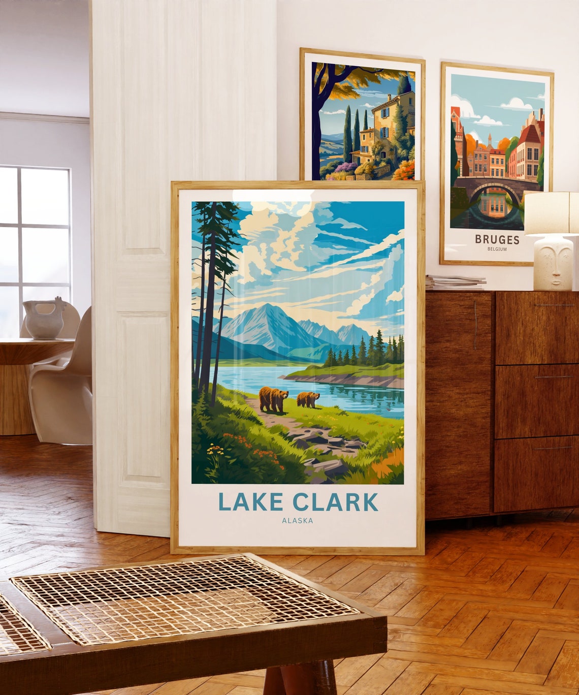 Lake Clark Alaska Bears Lakeside Wildlife Personalized Poster - Image 5