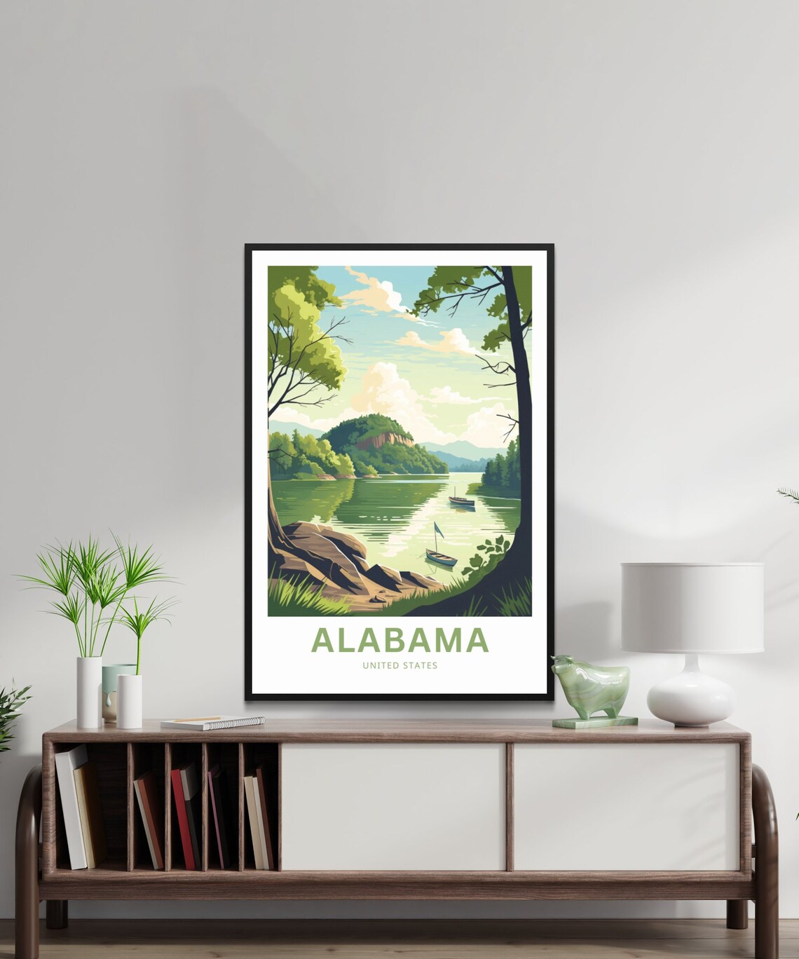 Alabama United States Personalized Lake Bluff Sailing Travel Poster - Image 2