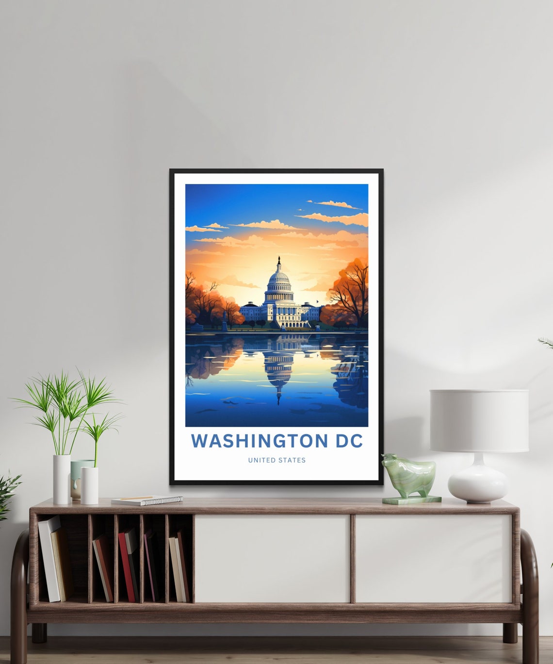 Washington DC US Capitol Reflection Personalized Travel Poster - Image 2