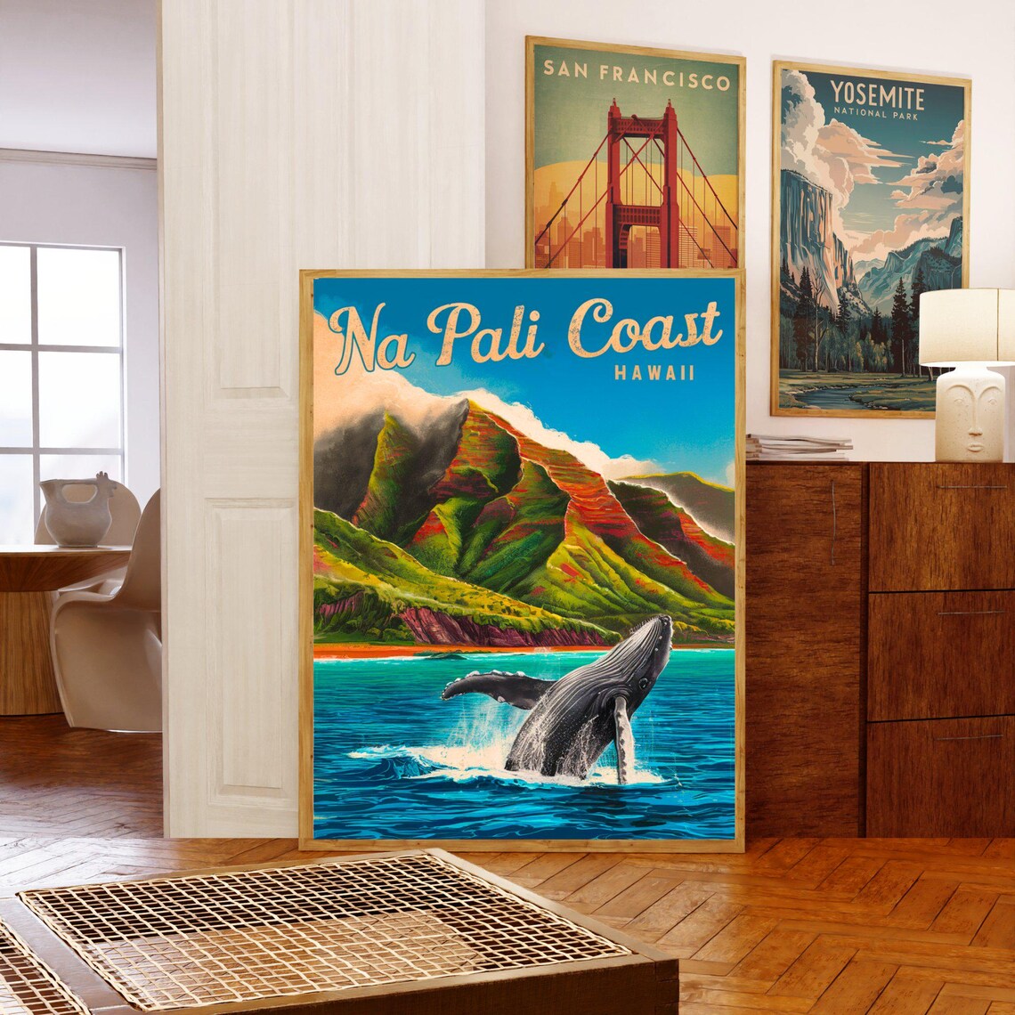 Na Pali Coast Vintage Travel Poster, Hawaii Travel Art - Image 5
