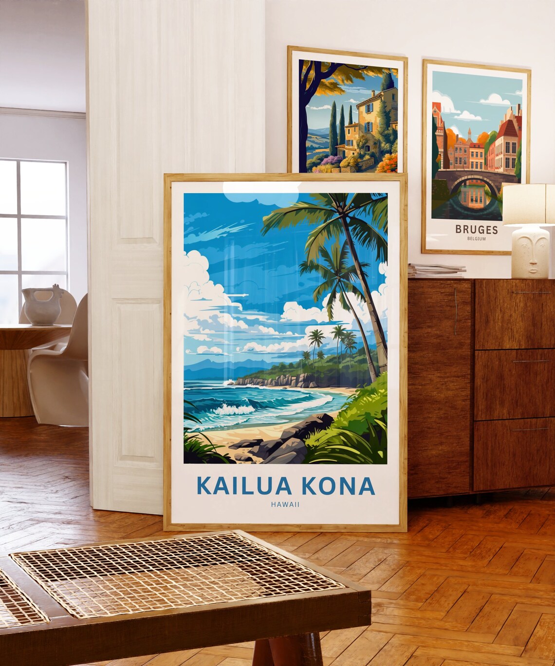 Kailua Kona Hawaii Palm Cove Rocky Beach Personalized Poster - Image 5