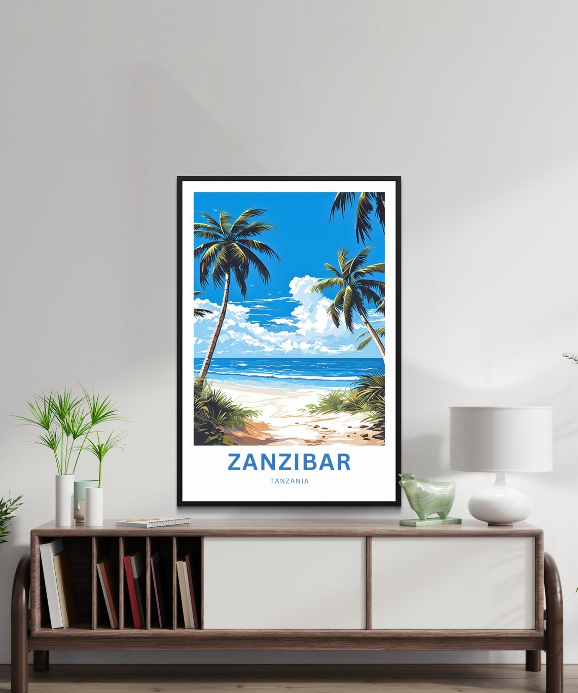 Zanzibar Tanzania Personalized Palm Lined Path To Blue Water Poster - Image 2