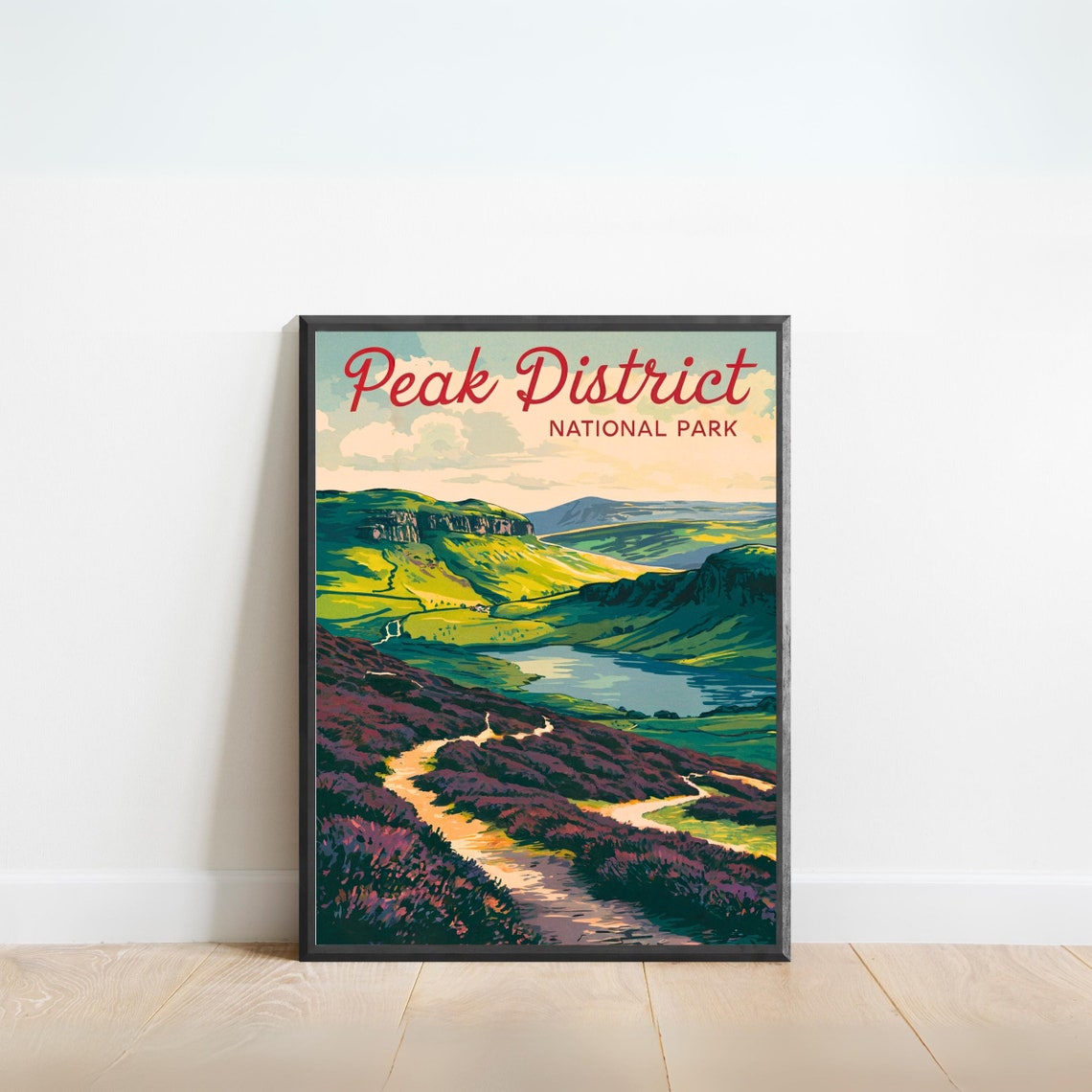 Peak District National Park Heather Moor Path Reservoir View Poster
