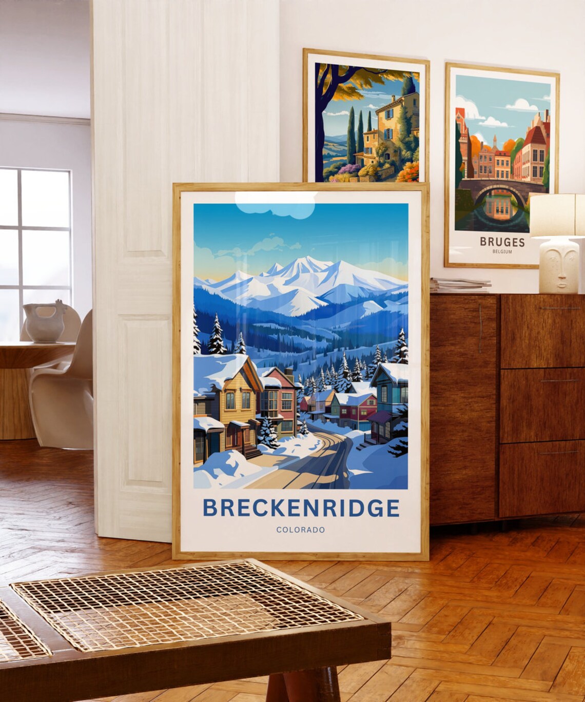 Breckenridge Colorado Snowy Mountain Street Custom Text Poster - Image 5