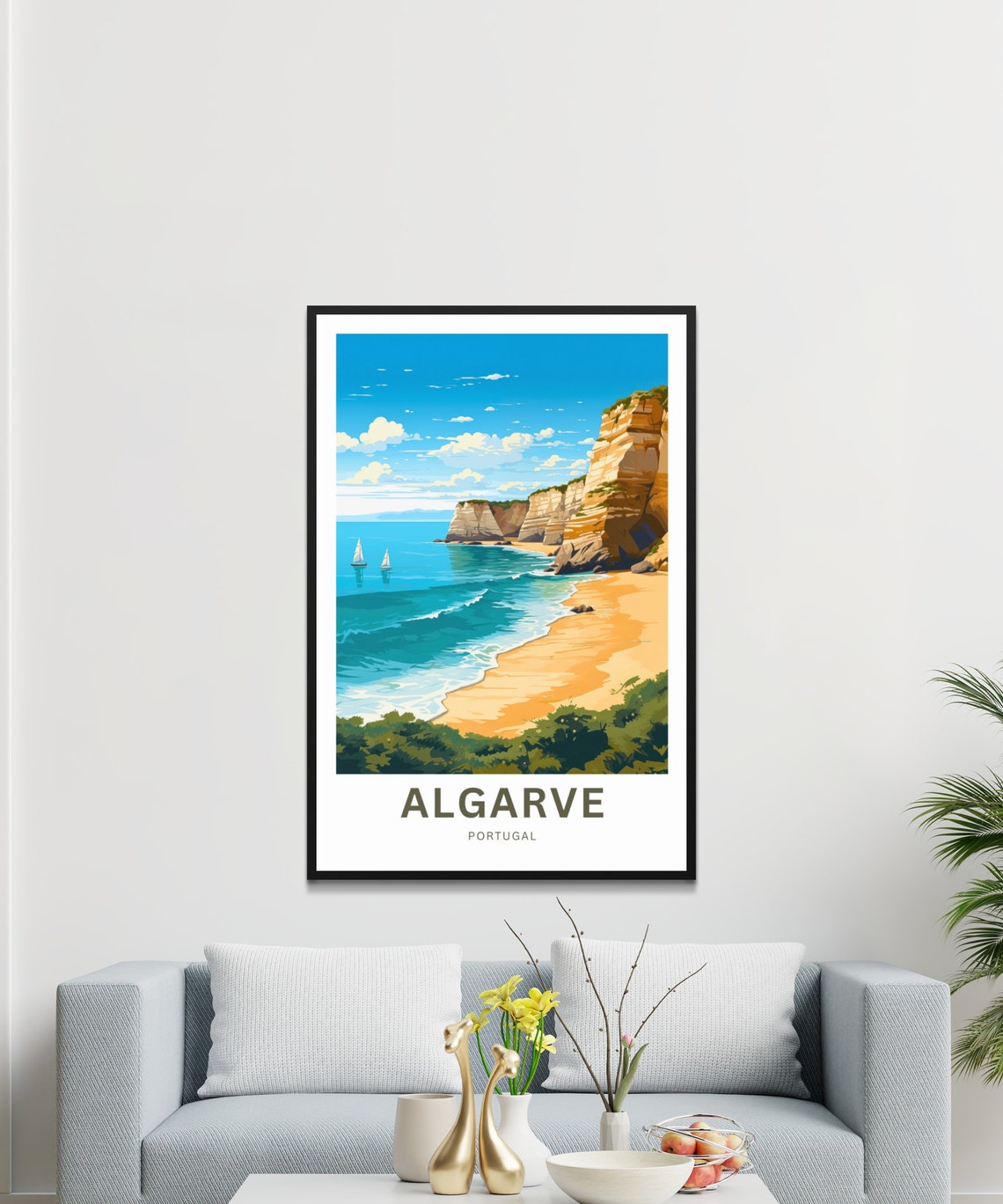 Personalized Algarve Portugal Towering Cliffs Bay Scene Poster - Image 3
