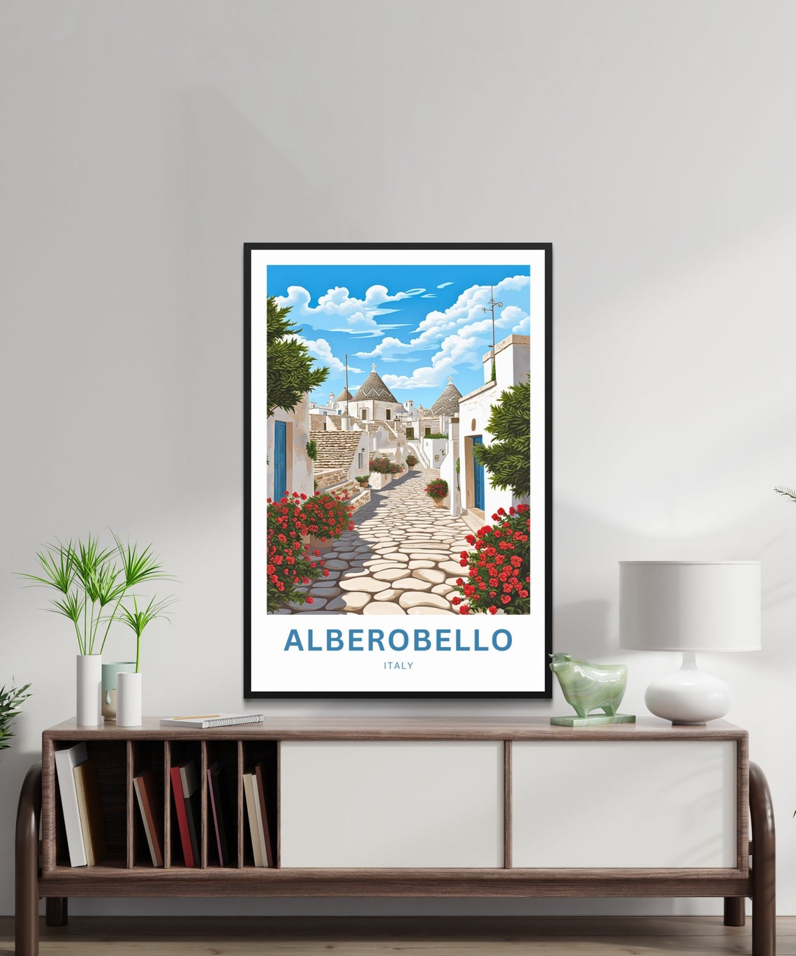 Personalized Alberobello Italy White Trulli Lane Gift Poster - Image 2