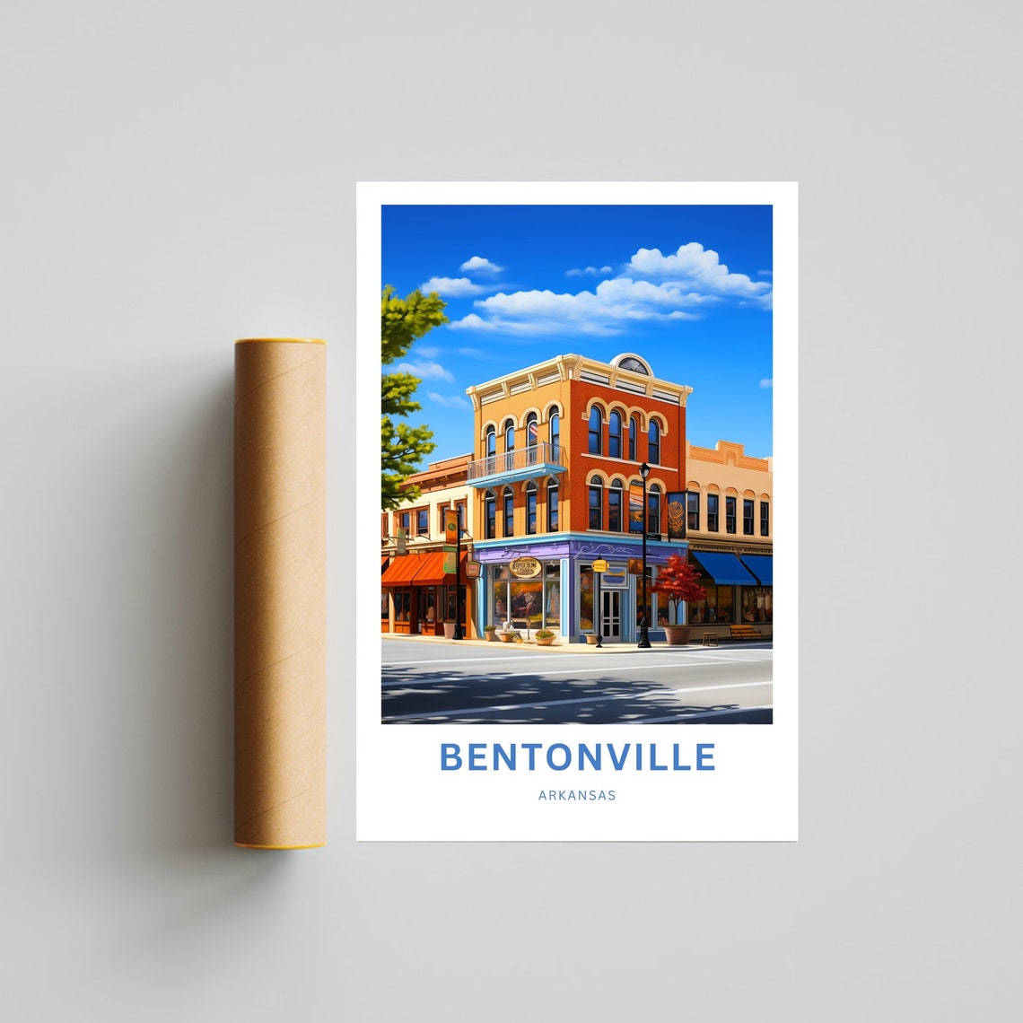 Bentonville Arkansas Historic Downtown Brick Corner Travel Poster - Image 4