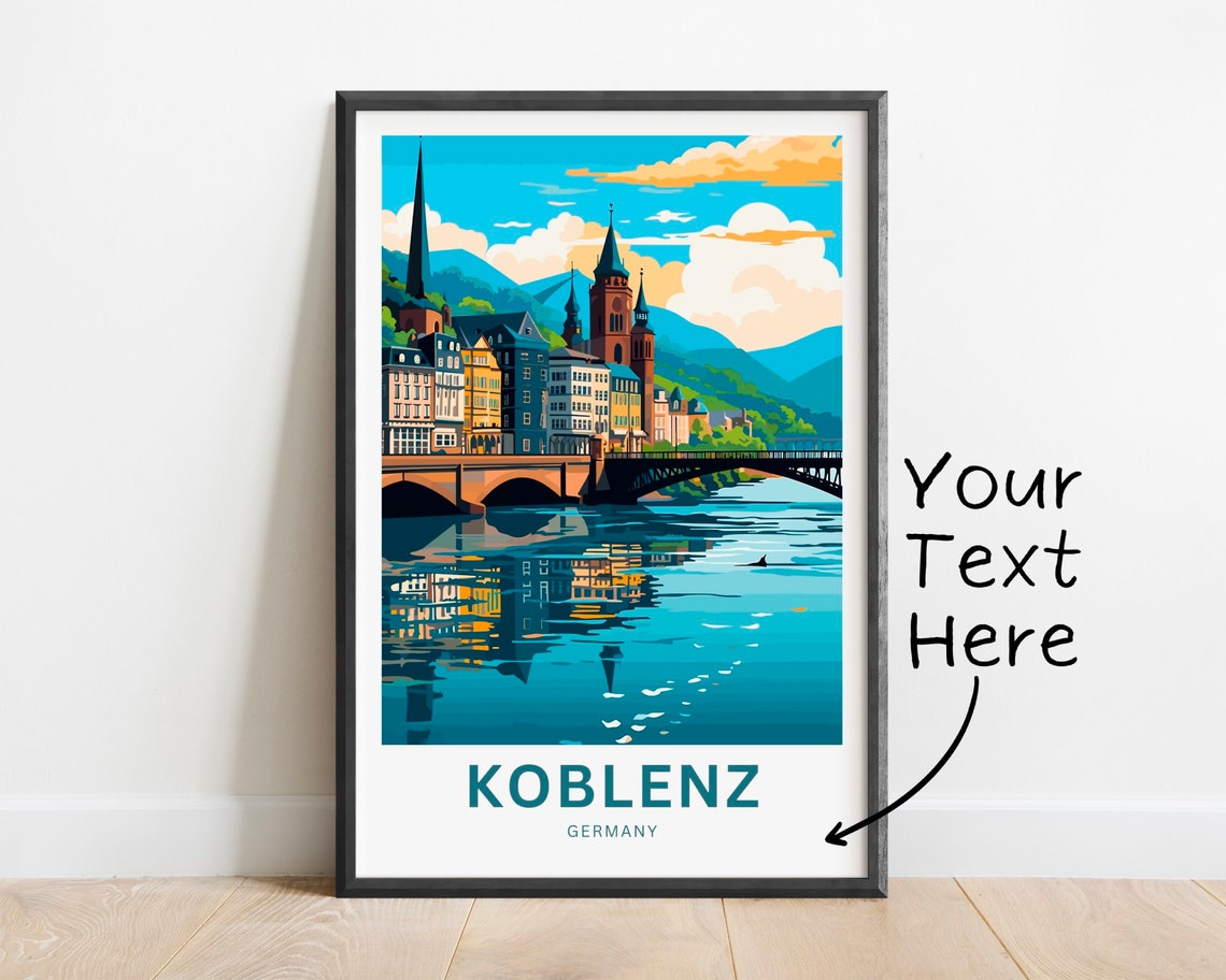 Koblenz Germany Riverside Old Town Personalized Travel Poster