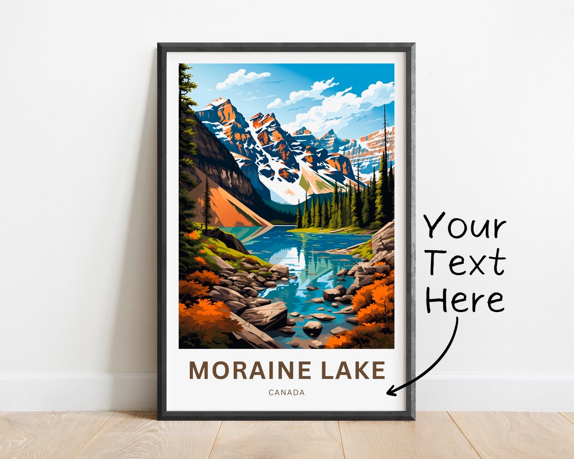 Personalized Moraine Lake Canada Rocky Shore Custom Travel Poster