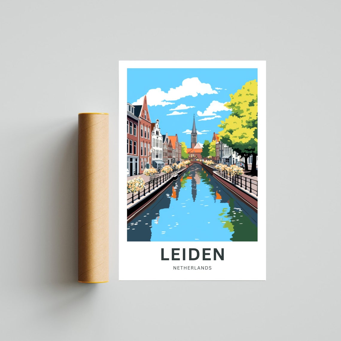 Leiden Netherlands Personalized Dutch Canal Scene Custom Poster - Image 4