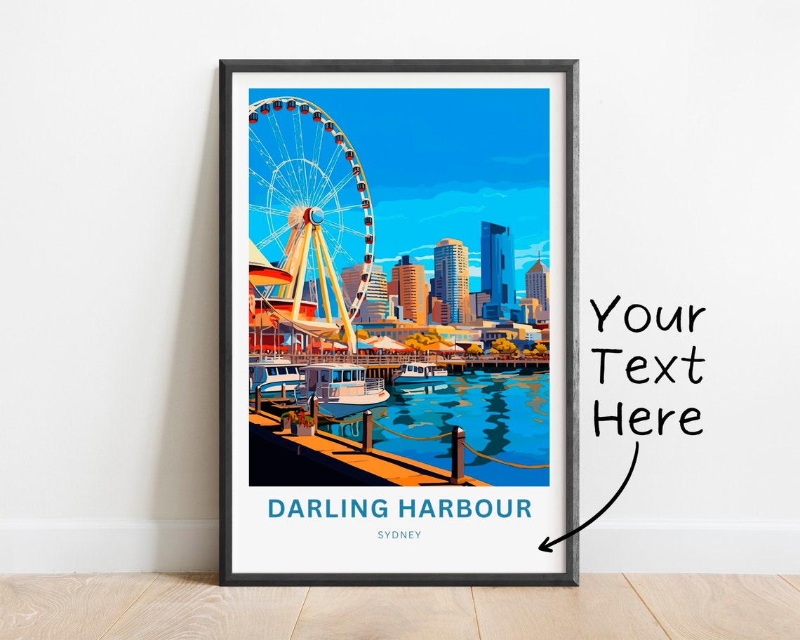 Personalized Darling Harbour Sydney Waterfront Ferris Wheel Poster