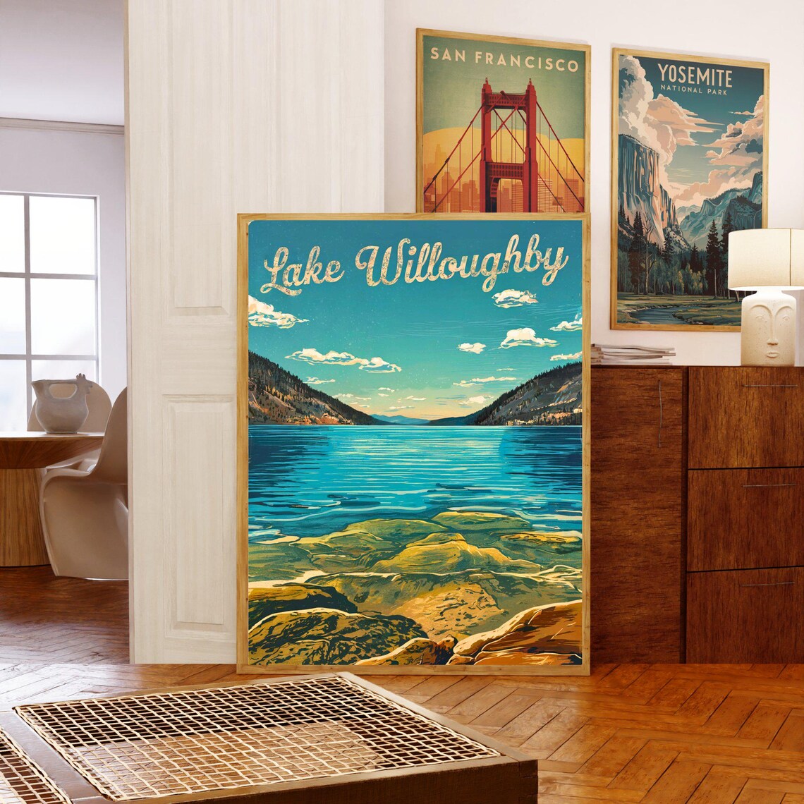 Lake Willoughby Vermont Rocky Shore Blue Lake Vintage Travel Poster - Image 5