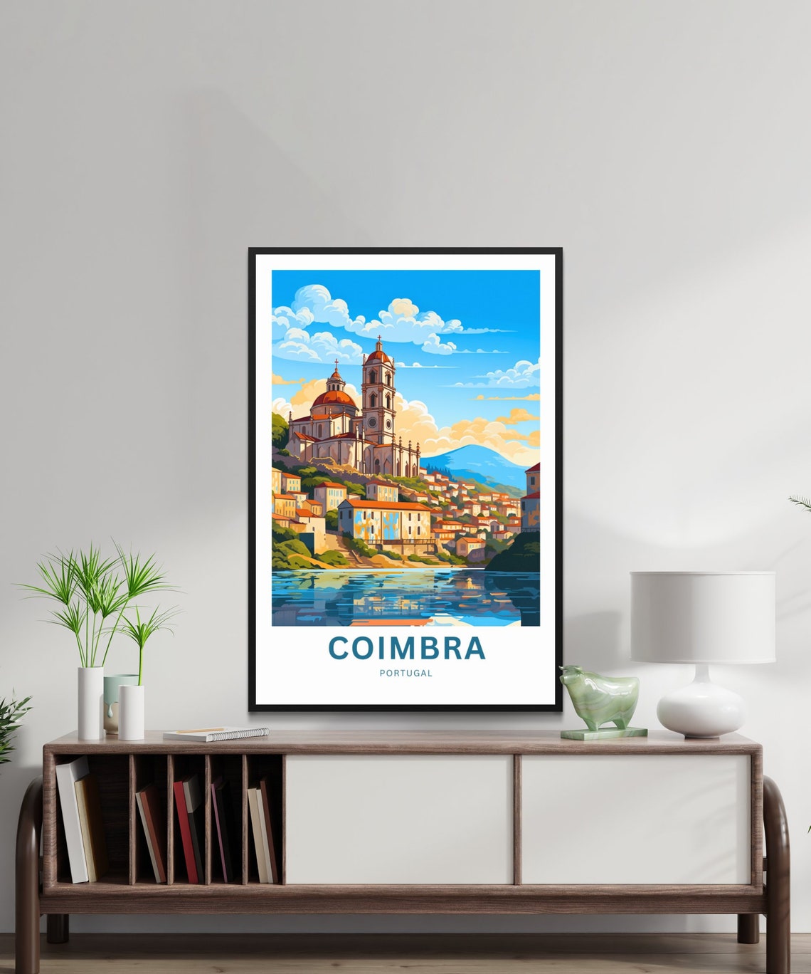 Coimbra Portugal Cathedral River View Colorful Rooftops Poster - Image 2
