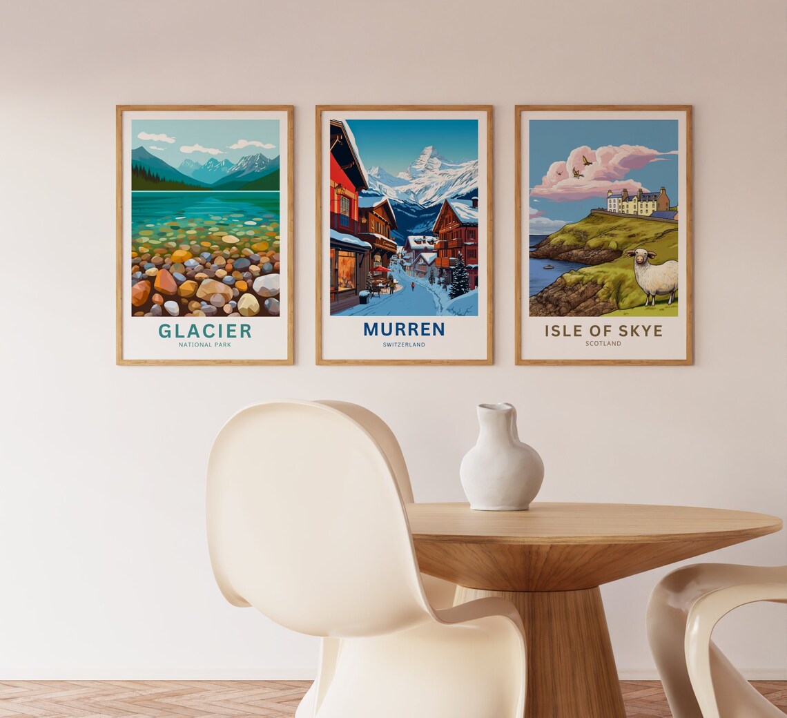 Murren Switzerland Snowy Alpine Village Street Winter Travel Poster - Image 5