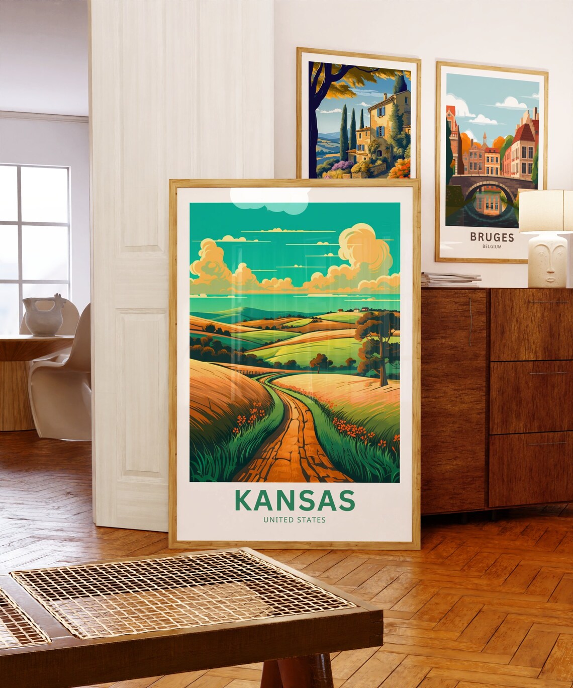 Personalized Kansas Rolling Hills Country Road Travel Poster - Image 5